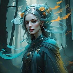 Mystical Woman in Enchanted Forest