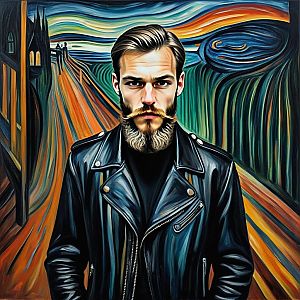 Stylized Portrait of a Man in Leather Jacket
