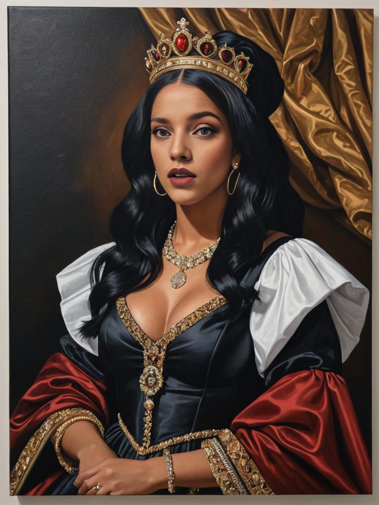 Hyper-realistic Queen Portrait with Opulent Jewelry