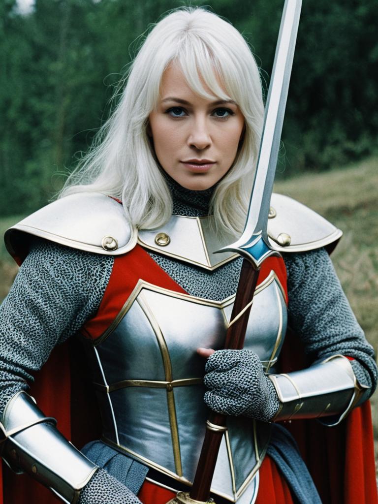 Woman in Helen Mirren Excalibur Costume Editorial Cosplay Photo