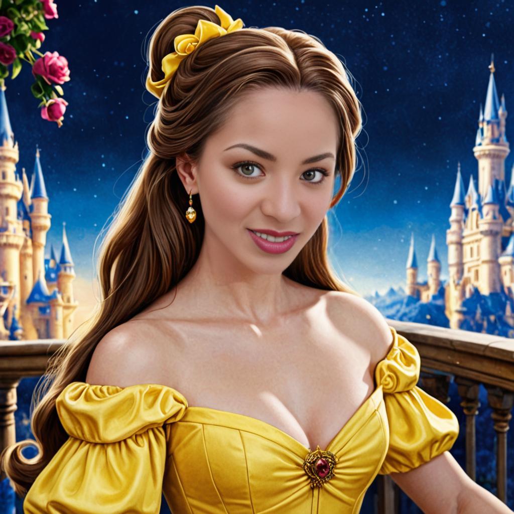 Belle in Yellow Gown at Castle