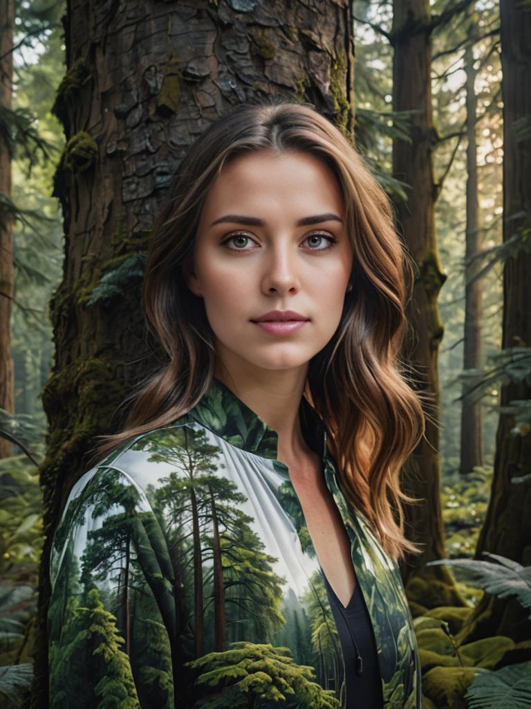 Serene Woman in Majestic Forest