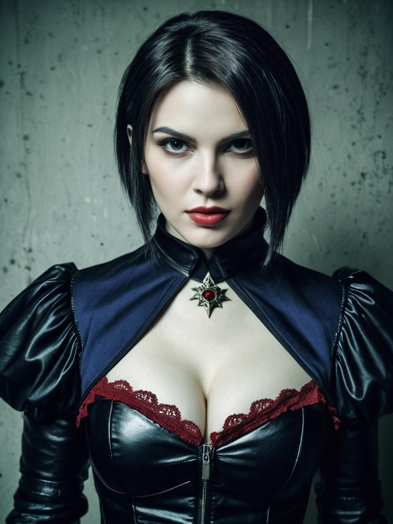 Confident Woman in Gothic Outfit