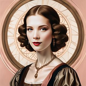 Vintage Portrait of a Woman with Elegant Hair and Jewelry