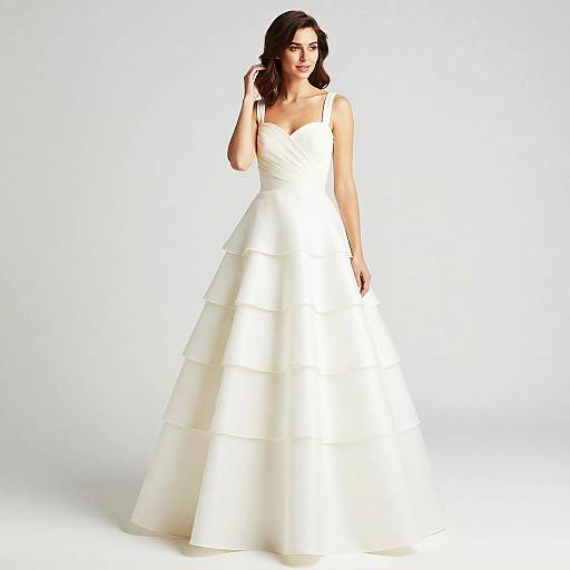 Elegant White Tiered Ball Gown Wedding Dress With Sweetheart Neckline