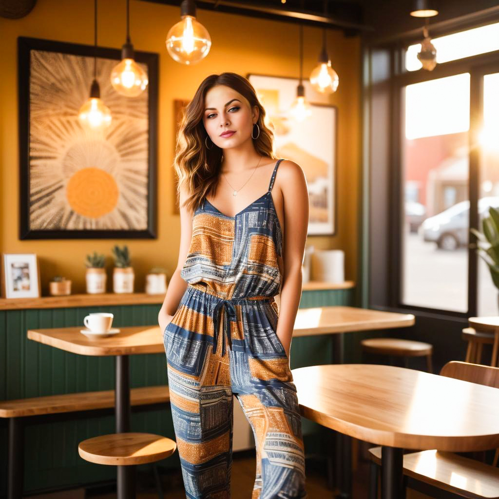 Elegant Woman in Cozy Café