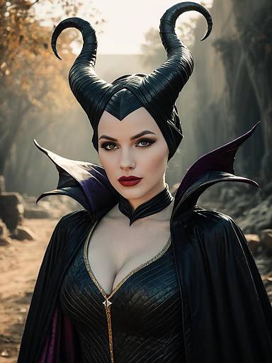 Photorealistic Fantasy Cosplay Portrait of Woman in Maleficent Costume