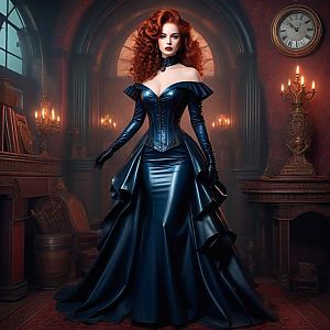 Elegant Woman in Vintage Interior