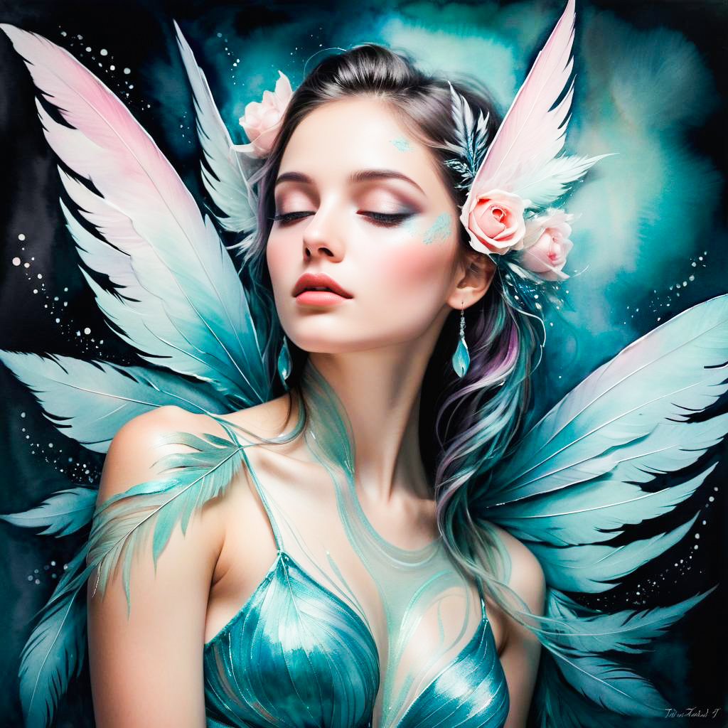 Mystical Fairy with Teal Wings