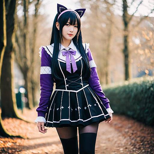 Akemi Homura Magical Girl Cosplay Photography Outdoors