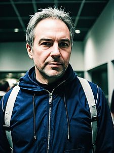 Realistic Photo of Man in Andy Harris Cosplay Costume