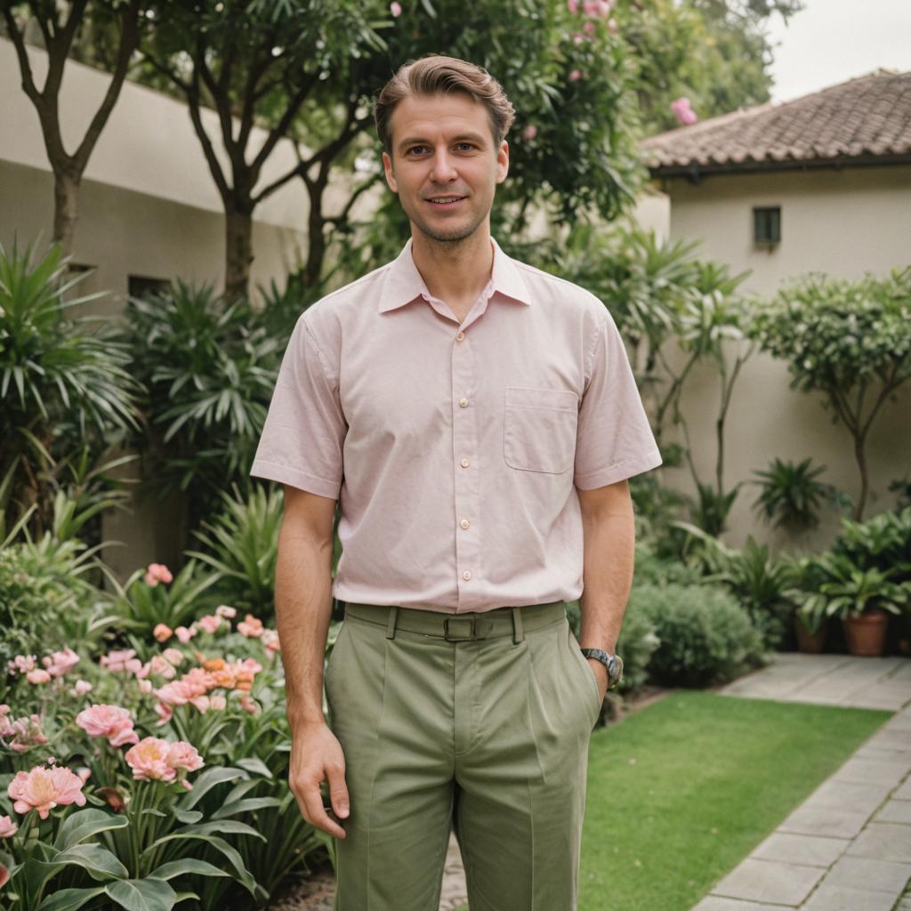 Confident Man in Garden