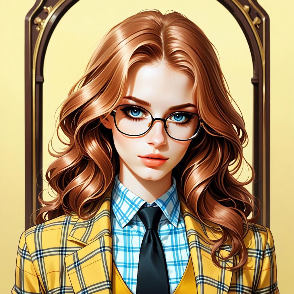 Confident Woman in Vintage Mirror - Digital Art