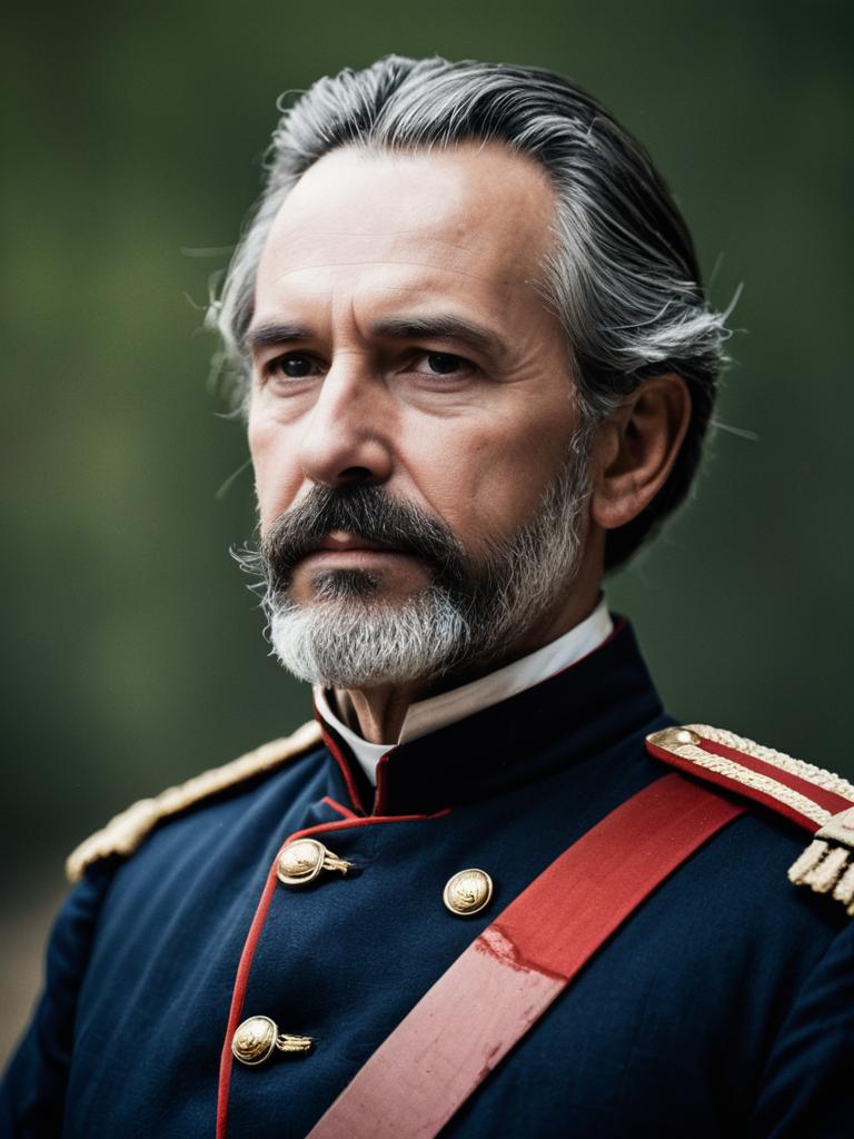 Mature Man in 19th-Century Military Uniform