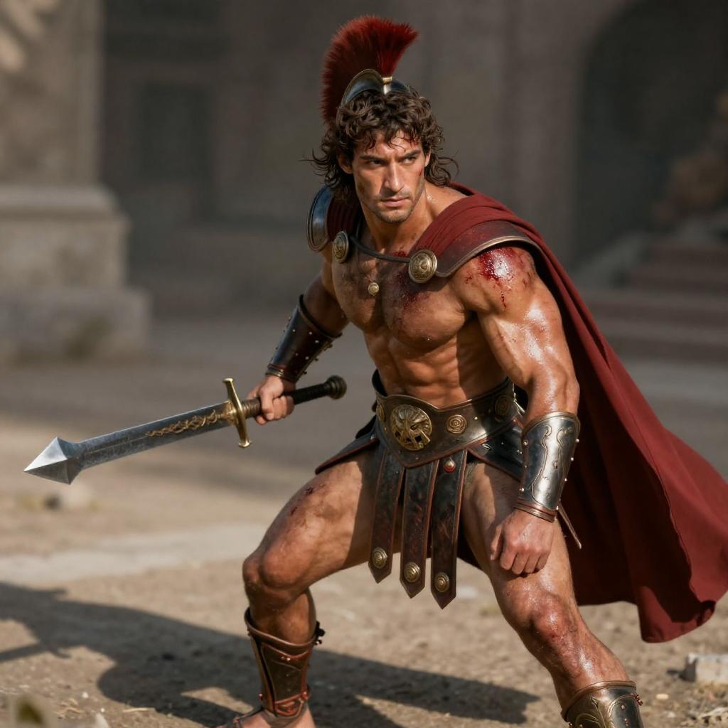 Ancient Roman Gladiator Warrior Ready for Battle