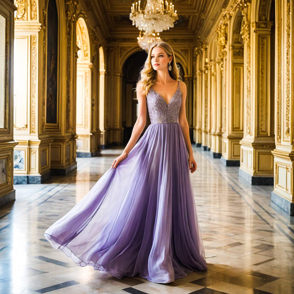 Elegant Woman in Lavender Gown