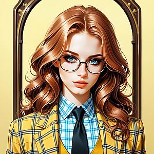 Confident Woman in Vintage Mirror - Digital Art