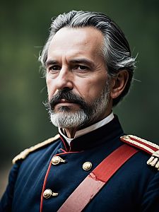 Mature Man in 19th-Century Military Uniform
