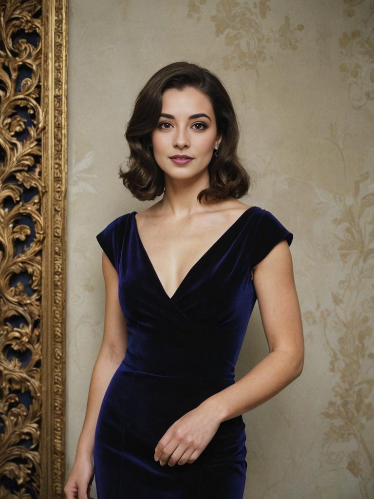 Elegant Woman in Velvet Dress