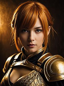 Realistic Yugito Nii Cosplay Woman in Golden Armor