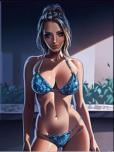 Stylish Woman in Bikini - Modern Digital Art