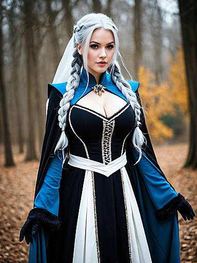 Morgan le Fay Queen of Winter Fate Fantasy Costume in Forest