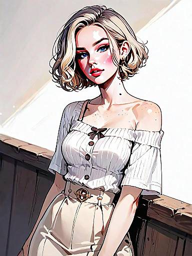 Stylish Blonde Woman in Semi-Realistic Anime Art Style