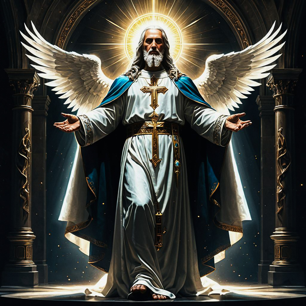 Divine Figure with Radiant Wings and Halo Divine Figure with Radiant Wings and Halo