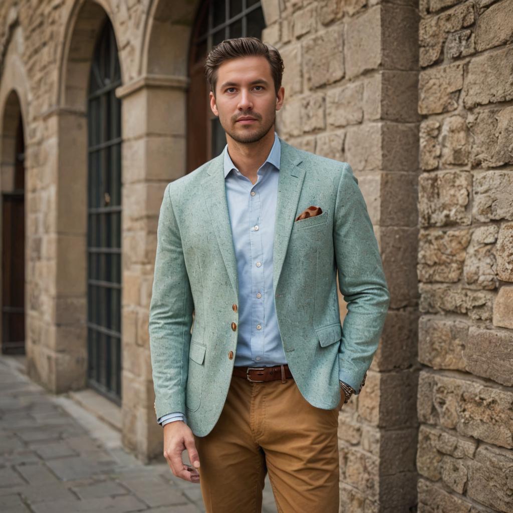 Stylish Man in Mint Green Blazer