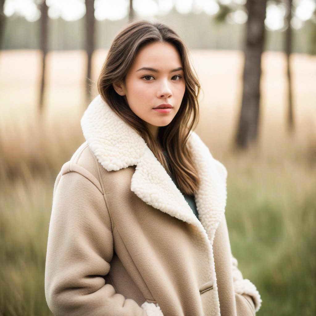 Young Woman in Beige Coat Outdoors