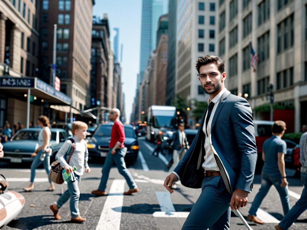 Stylish Young Man in Tailored Suit on Urban Street