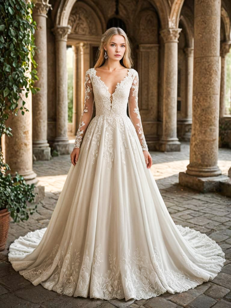 Elegant Woman in Stunning Wedding Dress