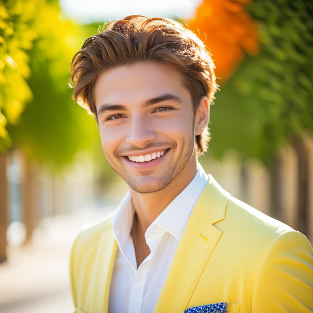 Charming Young Man in Yellow Suit Jacket