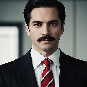 Vintage Portrait of a Dapper Man in Pinstripe Suit