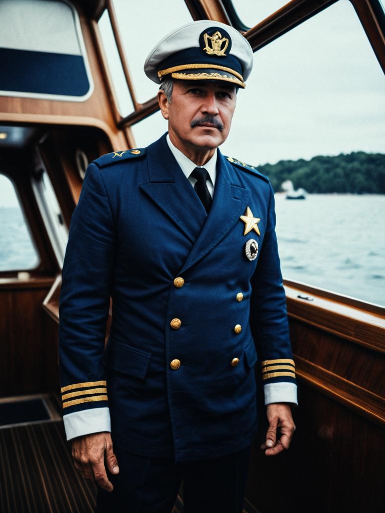 Man in Ship Captain Costume Photorealistic Cosplay Portrait Cinematic