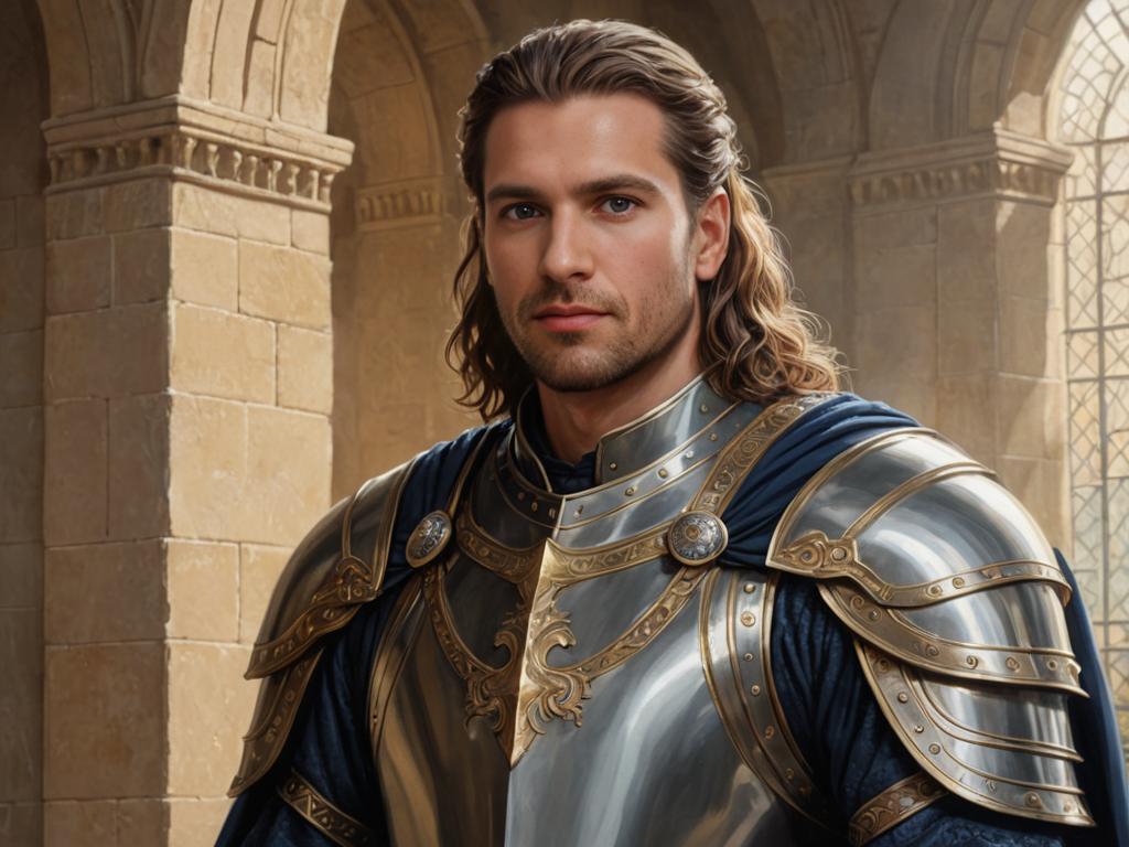 Artistic Portrait of a Male Crusader in Regal Armor