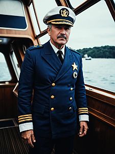 Man in Ship Captain Costume Photorealistic Cosplay Portrait Cinematic