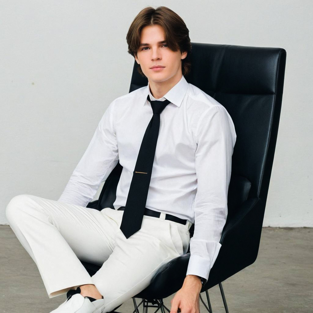 Young Man in White Shirt and Pants