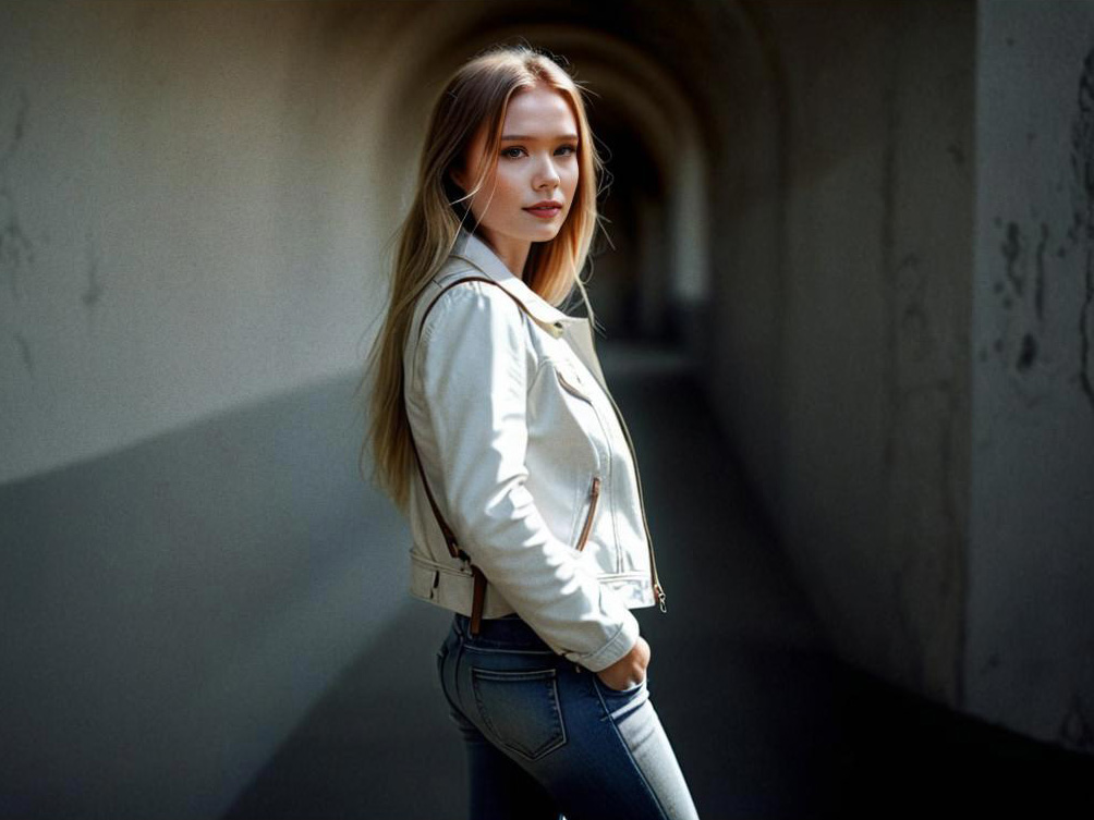 Confident Woman in Stylish Jacket - Urban Portrait