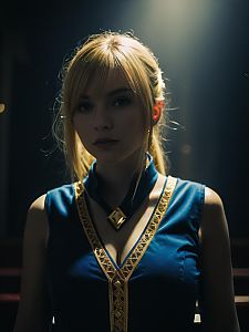 Realistic Lucy Heartfilia Cosplay Woman Character in Blue Costume