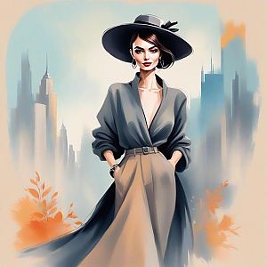 Confident Woman in Chic Outfit Against Urban Backdrop