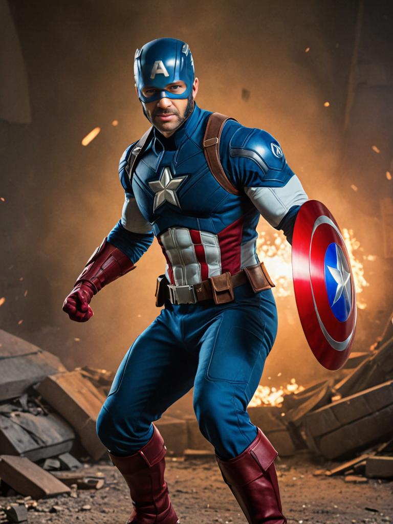 Captain America in Costume with Shield