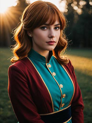 Realistic Anastasia Hoshin Cosplay Woman in Outdoor Sunset Portrait