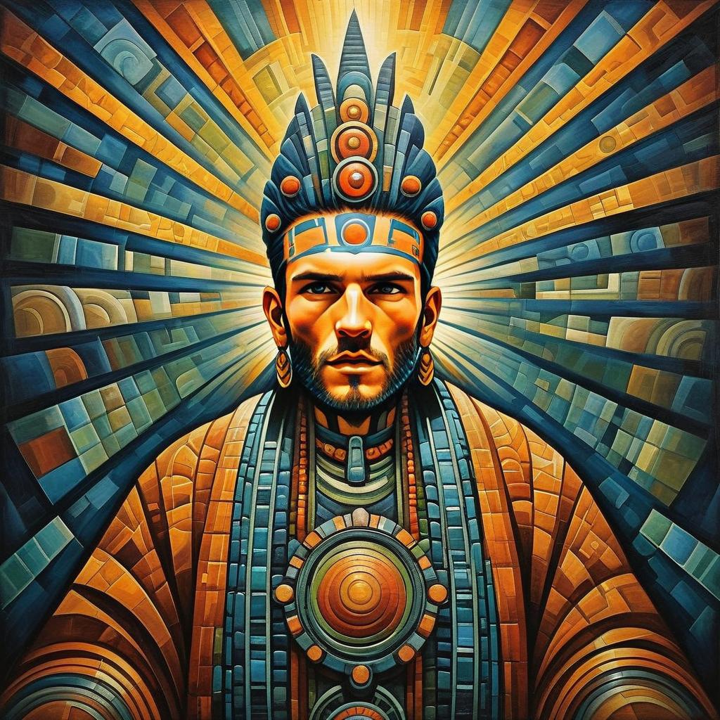 Geometric Tribal Man in Radiant Patterns Geometric Tribal Man in Radiant Patterns
