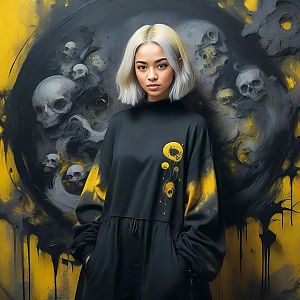 Stylish Portrait of Woman with Platinum Blonde Hair