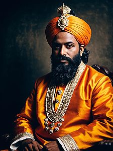 Photorealistic Regal Portrait of Man in Shivaji Maharaj Costume