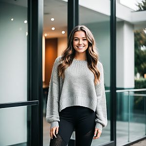 Confident Young Woman in Modern Indoor Setting