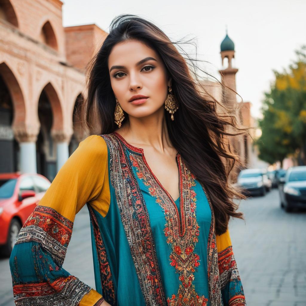 Confident Woman in Traditional Outfit Outdoors Confident Woman in Traditional Outfit Outdoors