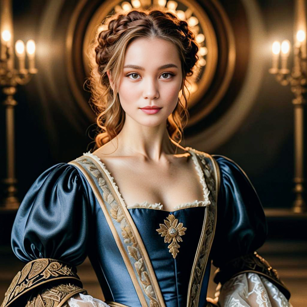 Regal Young Woman in Historical Costume