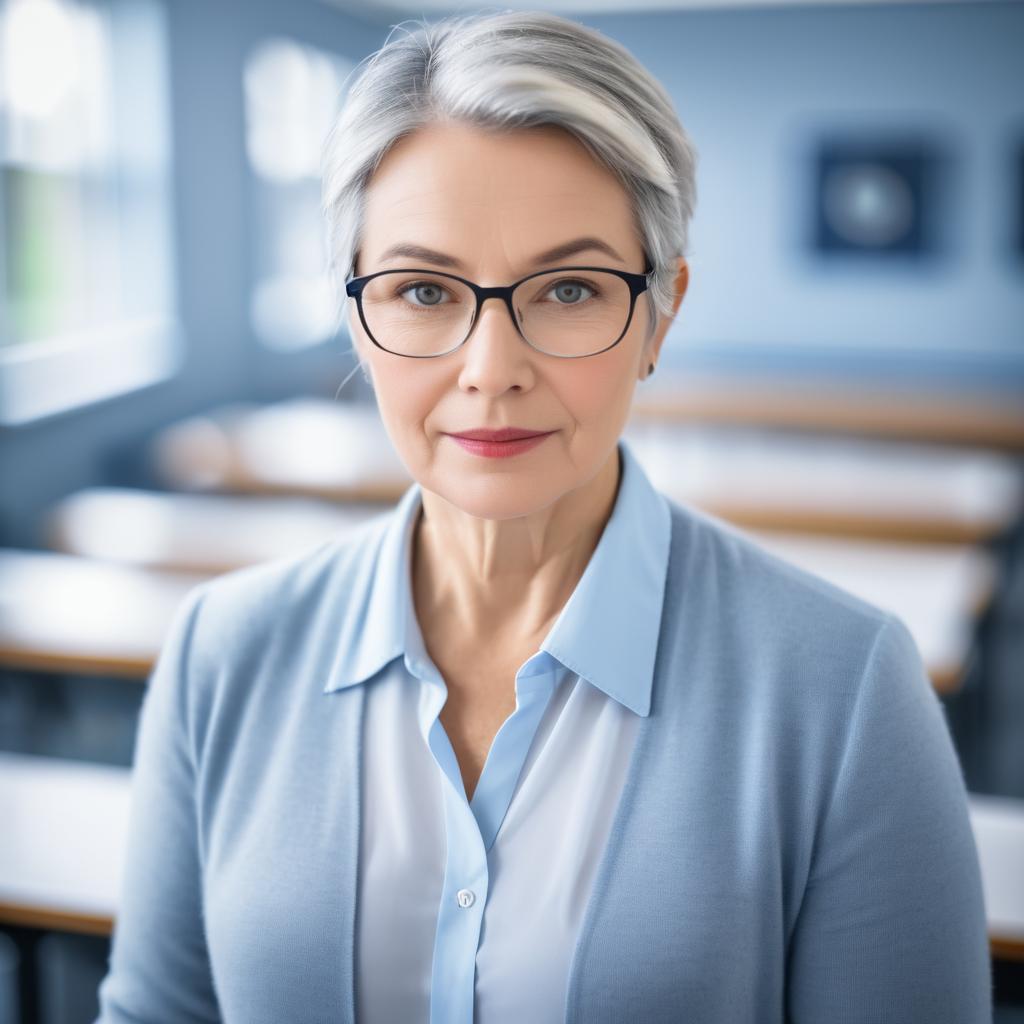 Confident Older Woman in Academic Setting